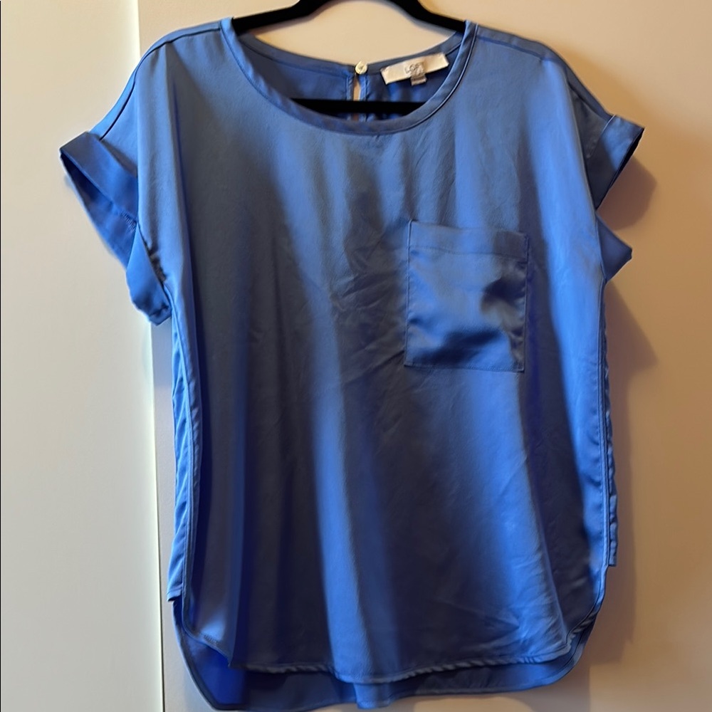 LOFT Blue Boxy Cuffed Sleeve Blouse - Picture 1 of 5